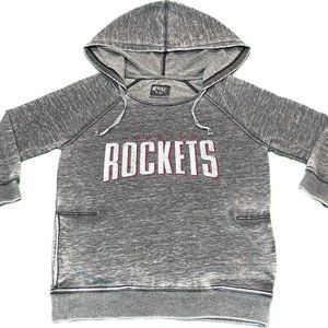 Women's NBA Houston Rockets Gray Pull Over Hoodie Size Small 3/4 Sleeve Cute